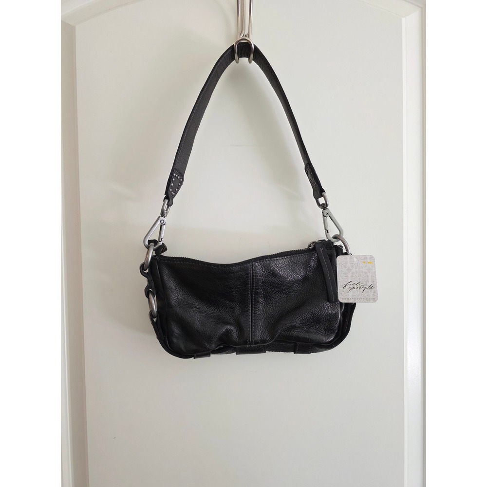 Free People We The Free Lillie Leather Shoulder Bag Black Baguette Y2K NWT - Picture 4 of 9
